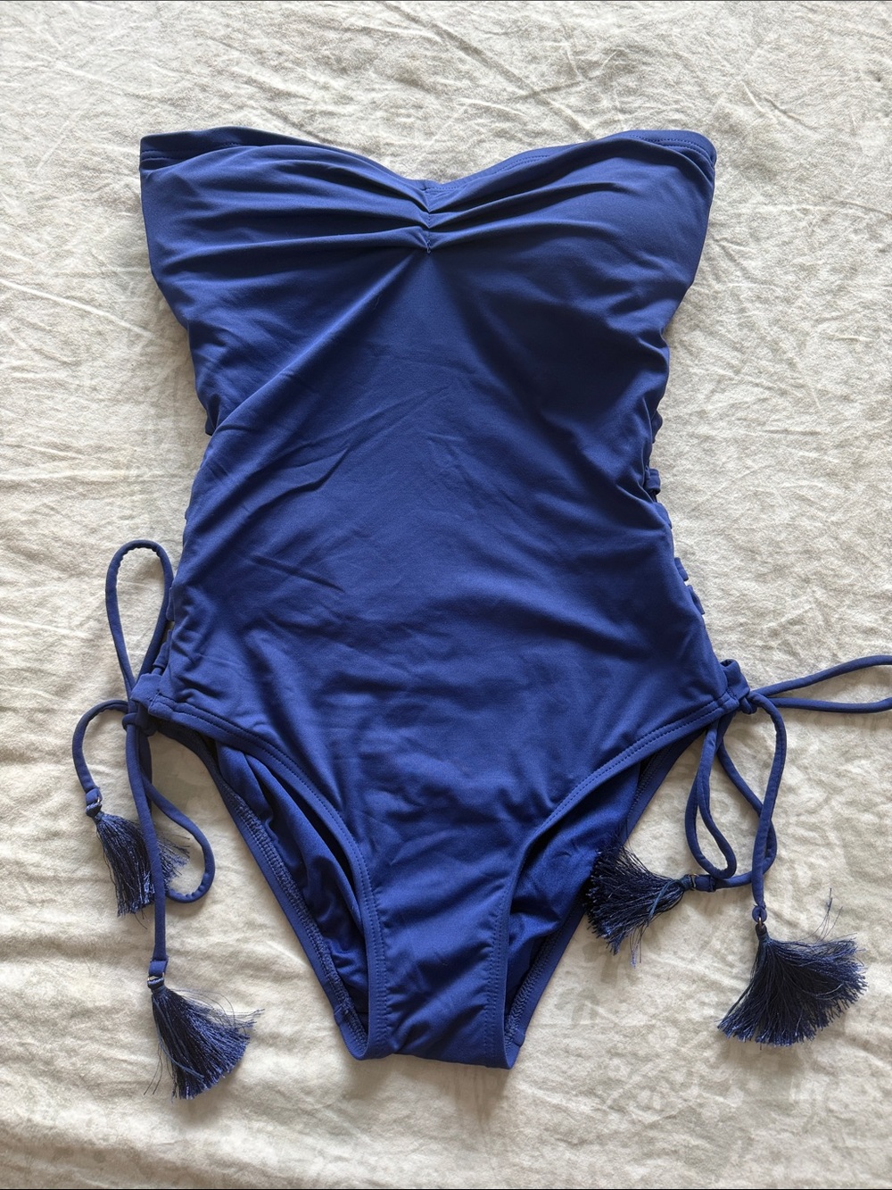 Michael Kors Strapless One-Piece Swimsuit in Deep Blue